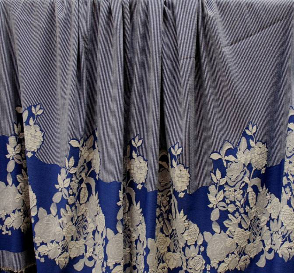 1 Yard Elegant Royal Off-White Floral Jacquard Fabric 52 Inch Width