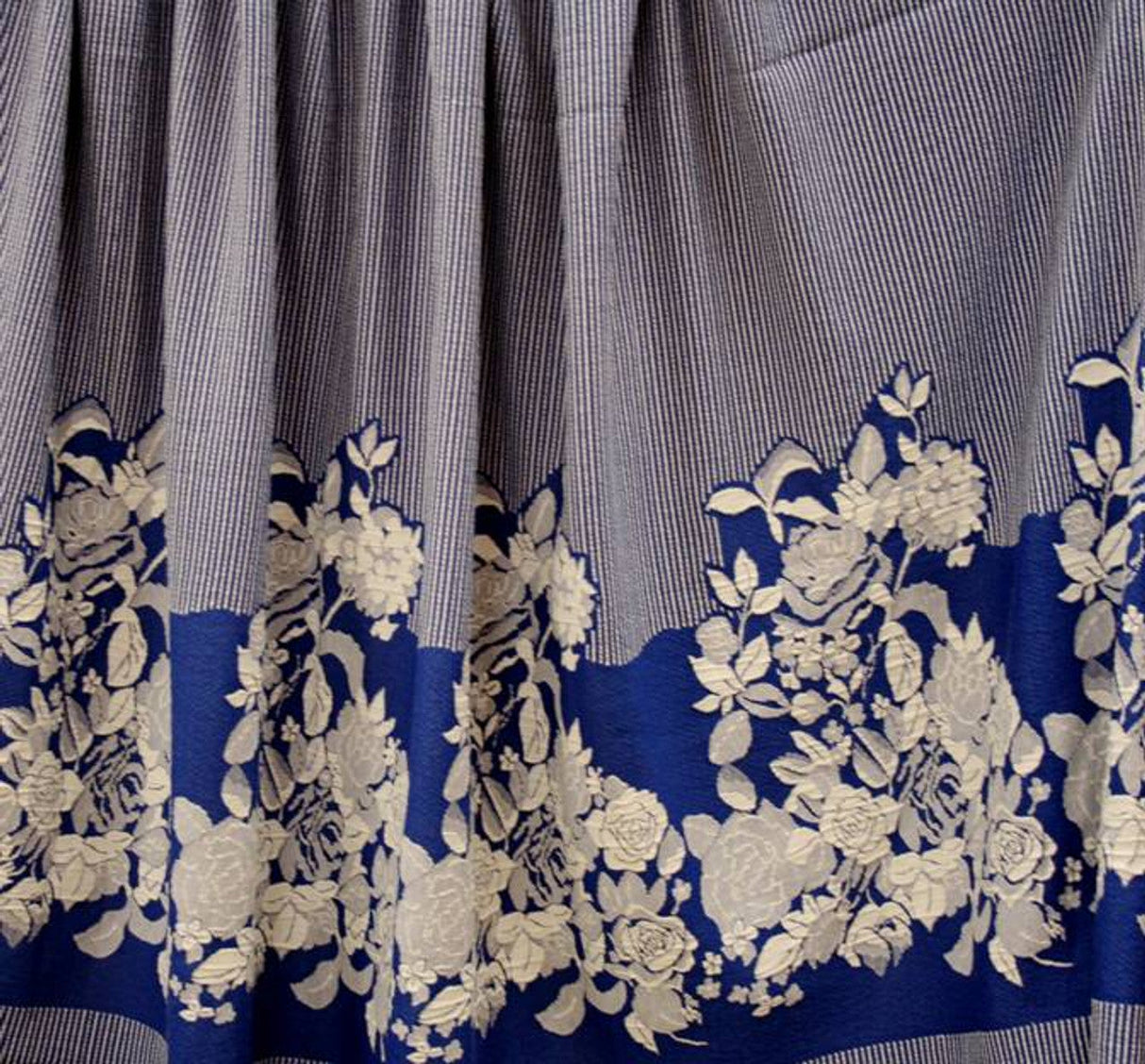 1 Yard Elegant Royal Off-White Floral Jacquard Fabric 52 Inch Width