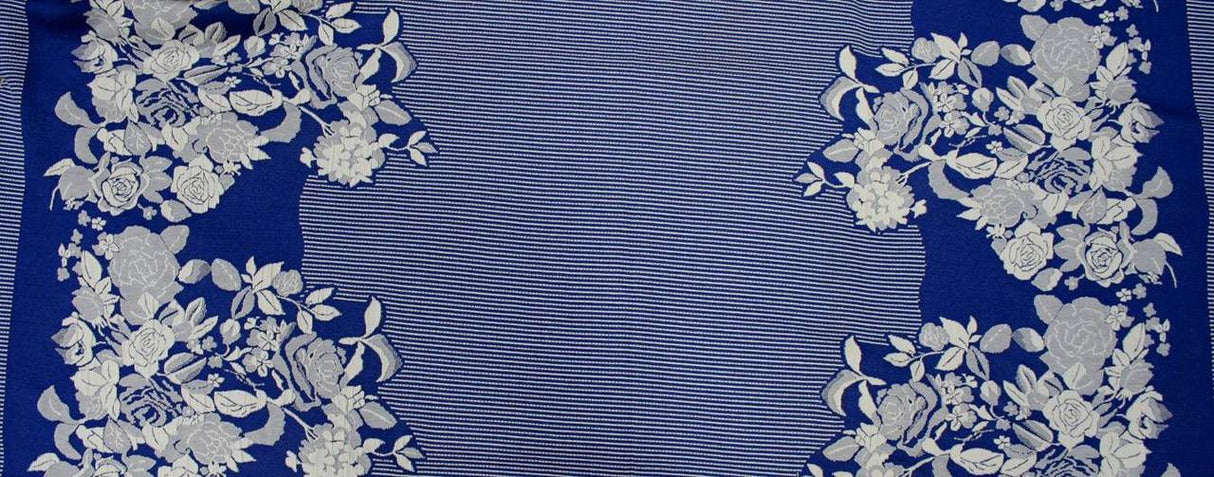 1 Yard Elegant Royal Off-White Floral Jacquard Fabric 52 Inch Width