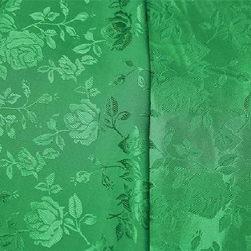 1 Yard Kelly Green Rose Floral Jacquard Satin 60/59? Width 100% Polyester
