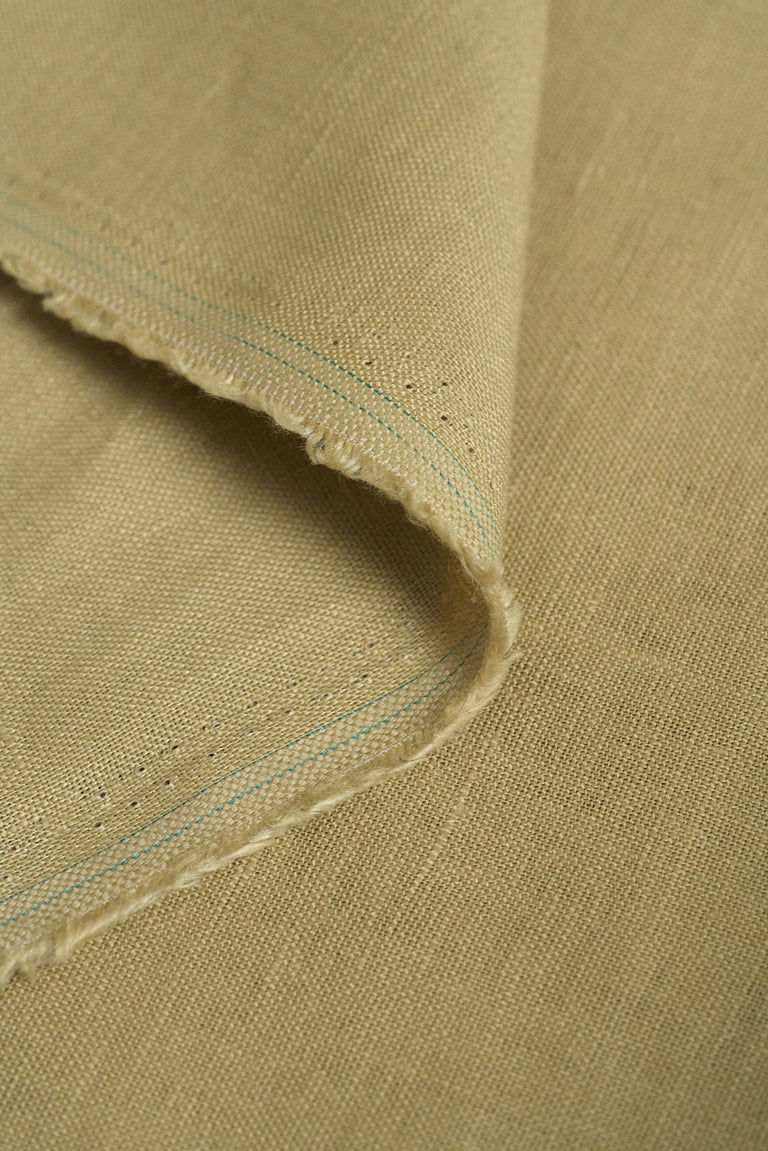 1 Yard Khaki Pure Linen Fabric, Stone Washed 5.5 oz Midweight 54 Inches Wide