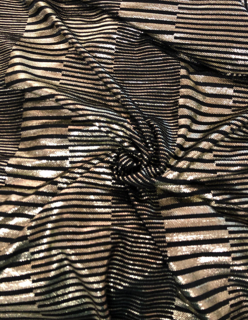 Textured 4X4 Ribbed Polyester Spandex Fabric - Gold Foil Stripes, Oatmeal, Black, Charcoal