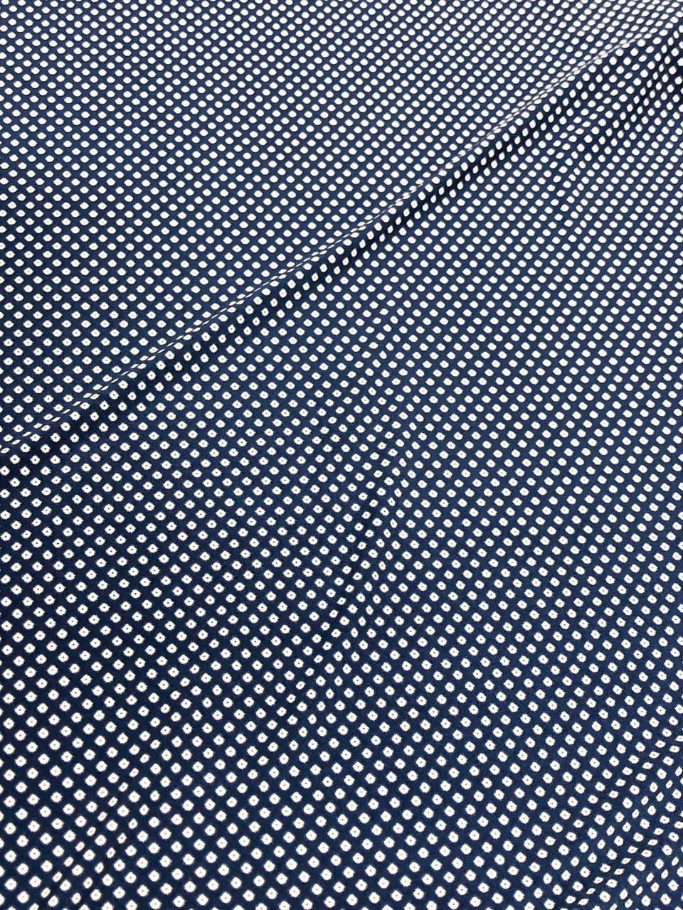 Polyester ITY Matte Jersey Fabric - Navy/White Small Geometric Design, 58" Width