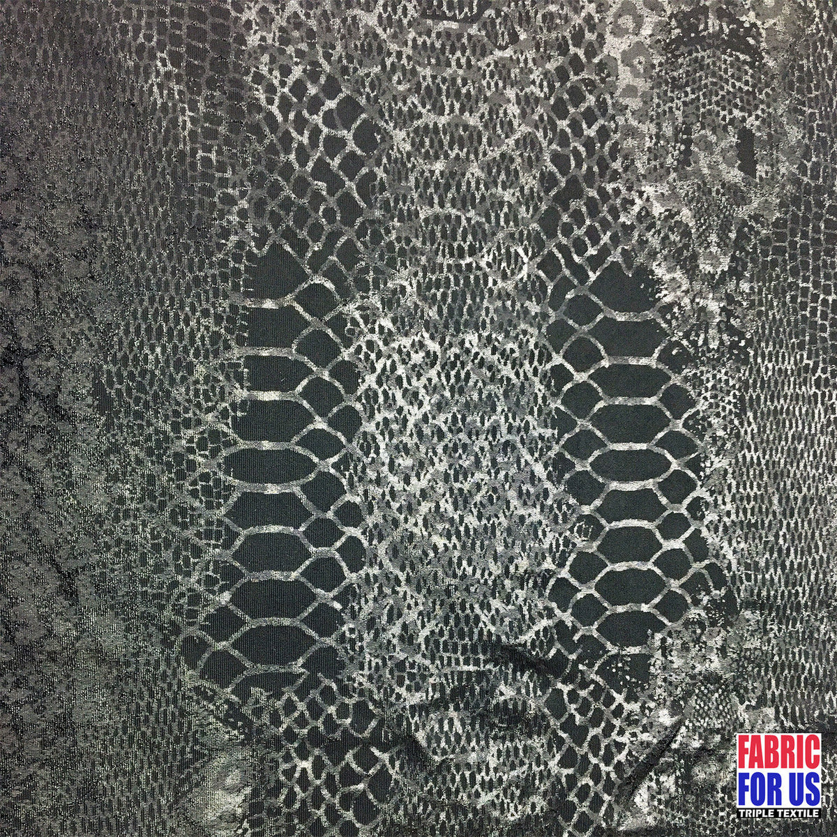 Snake Skin Black Tone On Tone Stretch Poly-Spandex Fabric - Black Snake Skin, 58" Width