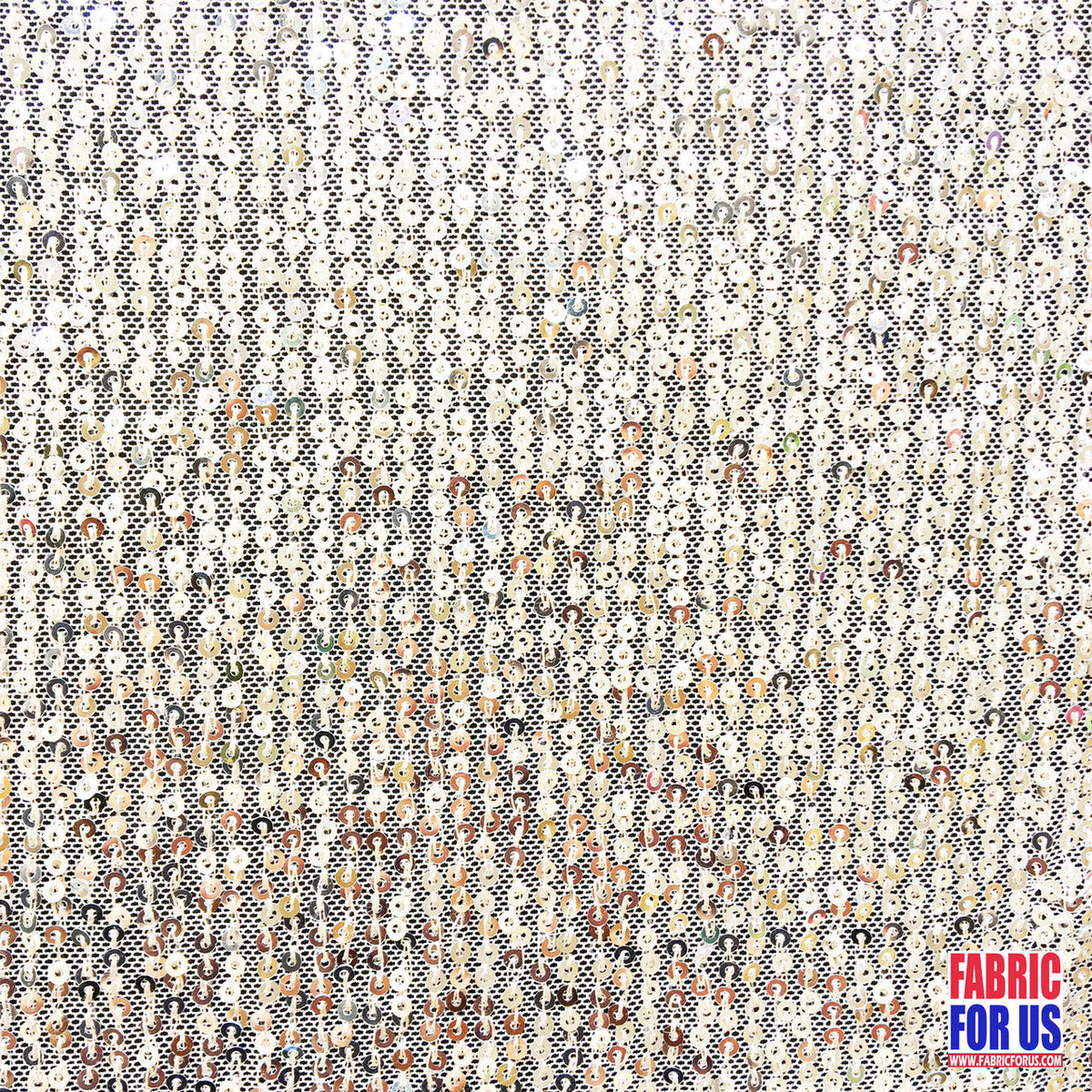 Glitzy Mini Disc Sequins Stretch Fabric - Black, Red, Brown, Silver, 50" Wide