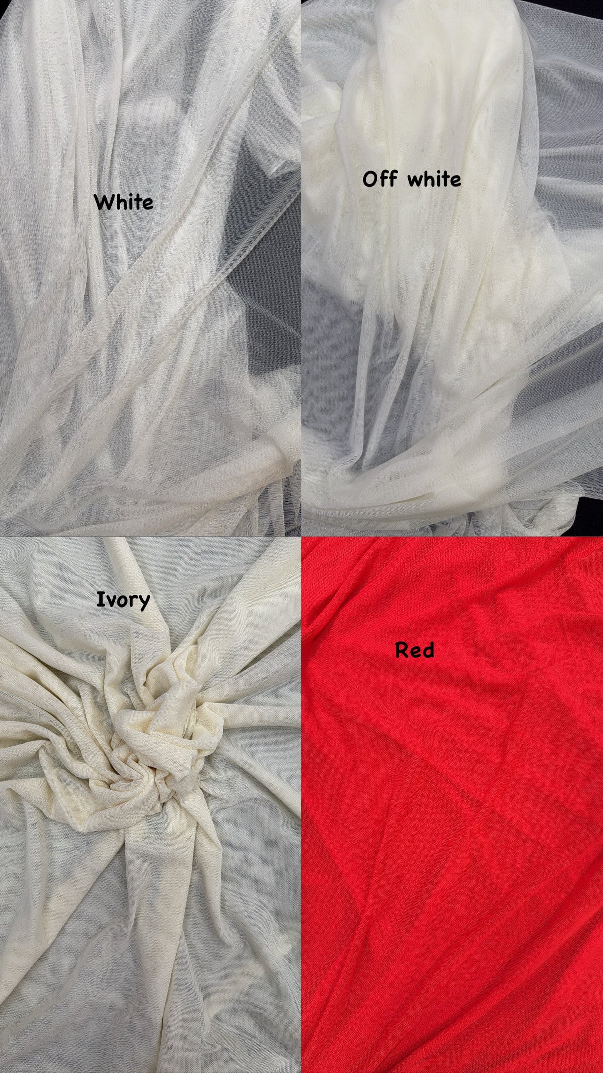 Power Mesh Nylon Spandex Fabric - Ivory Sheer Mesh, 60" Width (1 Yard)