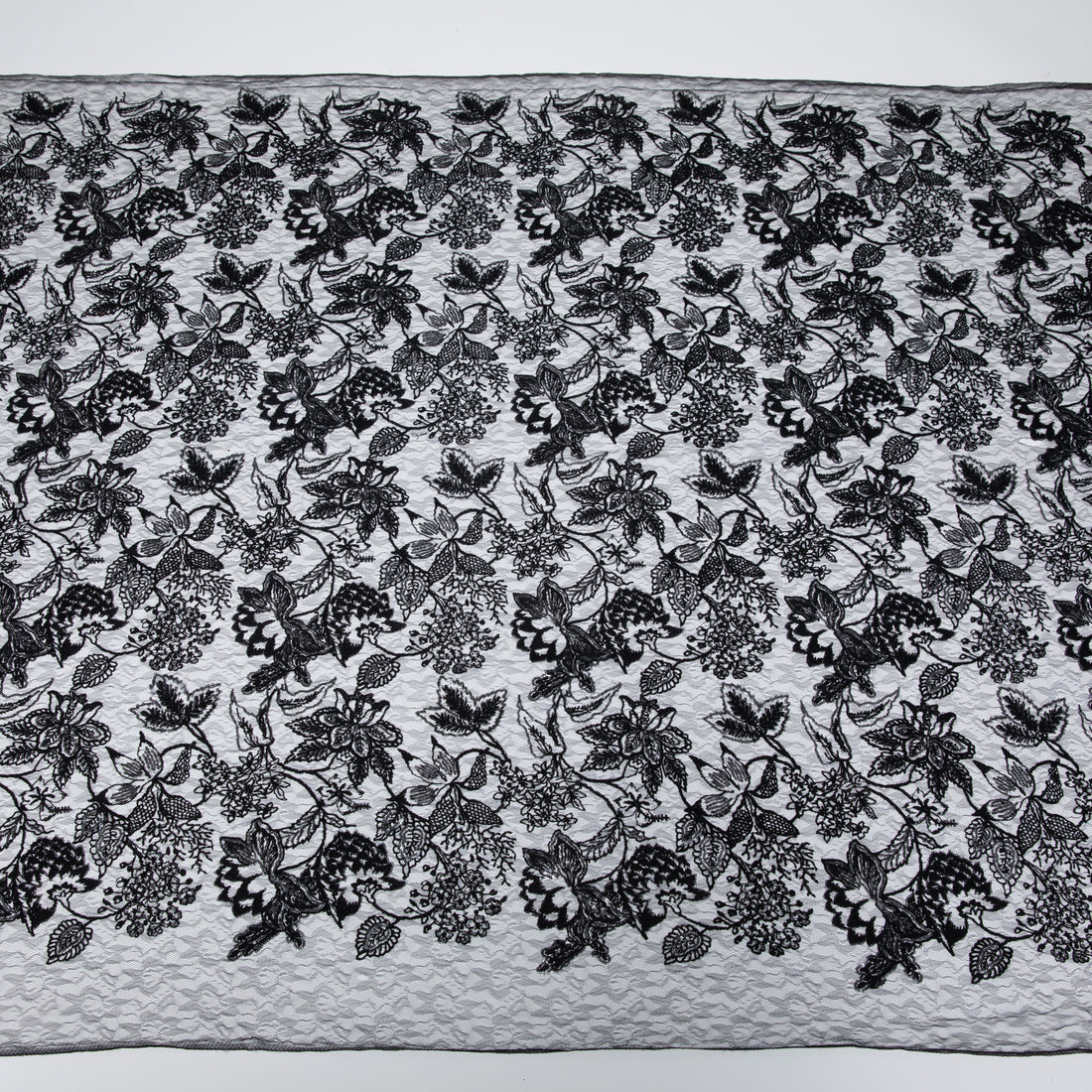 1 Yard Luxurious Sequin Embellished Tulle Lace Fabric with Ornate Embroidery 50" Wide