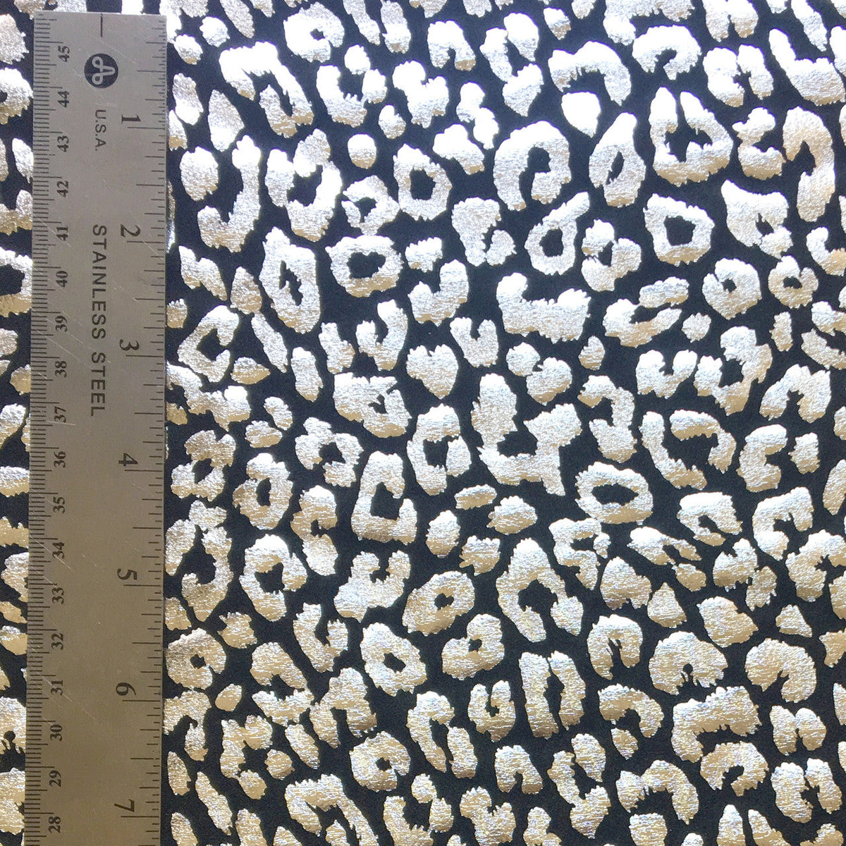 Leopard Reflective Stretch Nylon Spandex Fabric - Leopard Spot Design, Black, 58/60" Width
