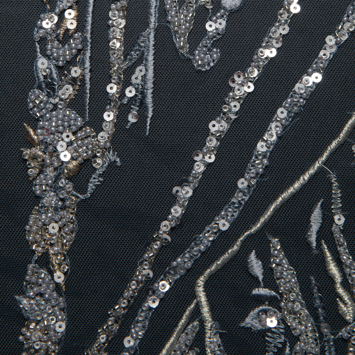 1 Yard P Soft Tulle Lace Fabric Embroidered Sequined Elegant Beautiful Design 52" Wide