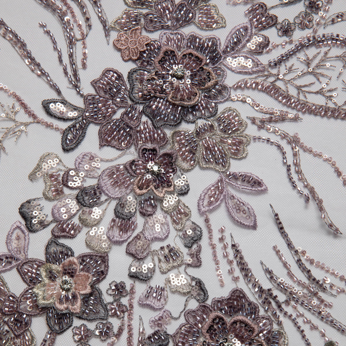 1 Yard Embroidered Tulle Lace Fabric with Incredible Floral Design, 52" Wide