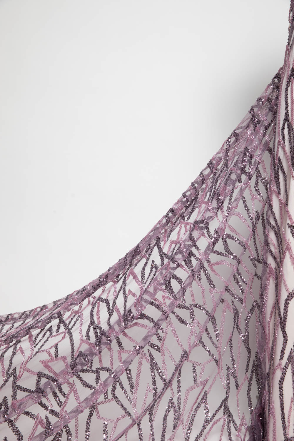 1 Yard Tulle Lace Fabric Embroidered with Sequins and Stylish Design, 52" Wide