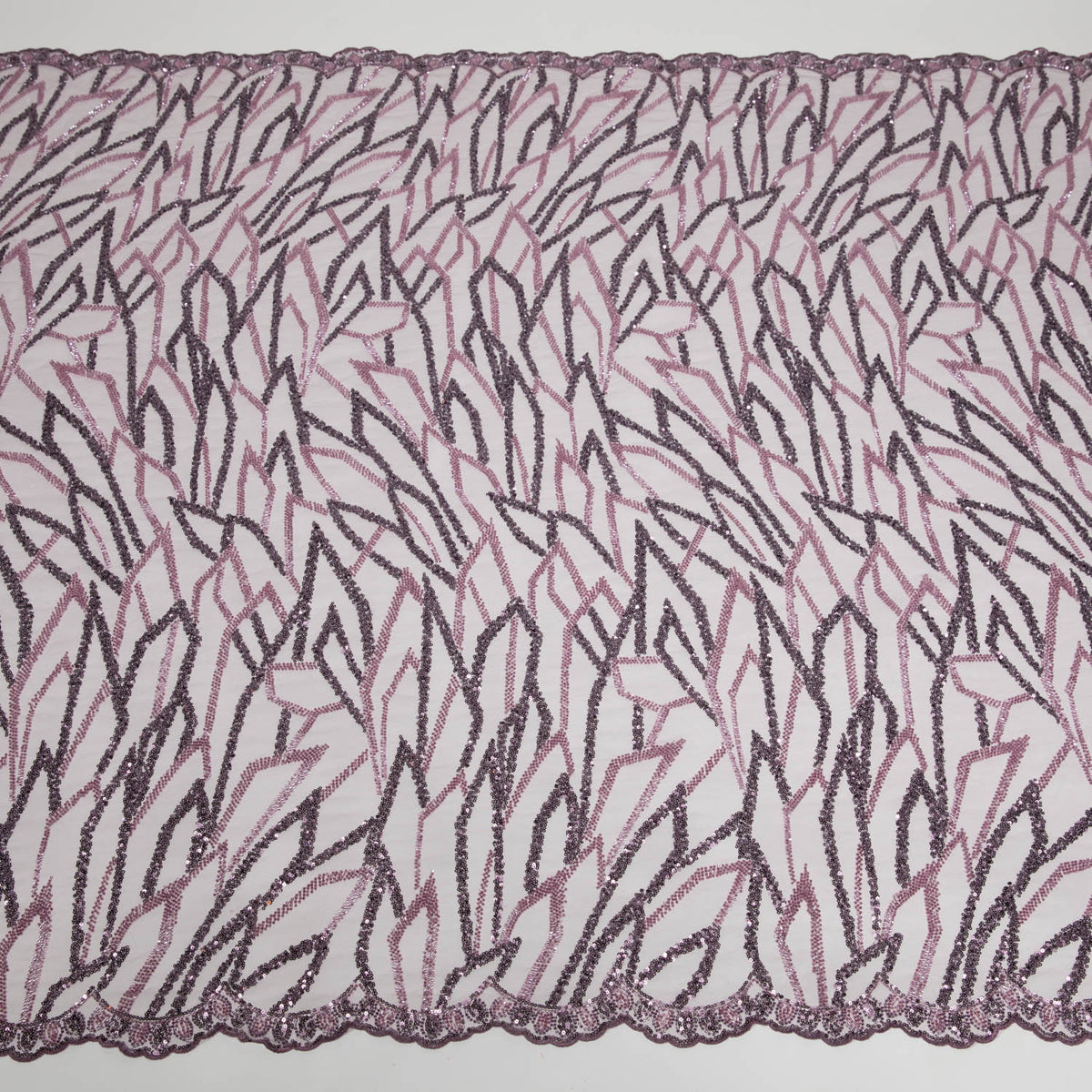 1 Yard Tulle Lace Fabric Embroidered with Sequins and Stylish Design, 52" Wide