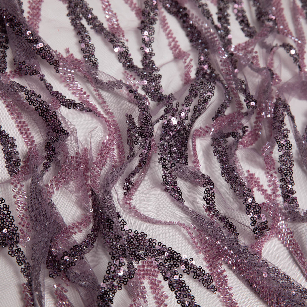 1 Yard Tulle Lace Fabric Embroidered with Sequins and Stylish Design, 52" Wide