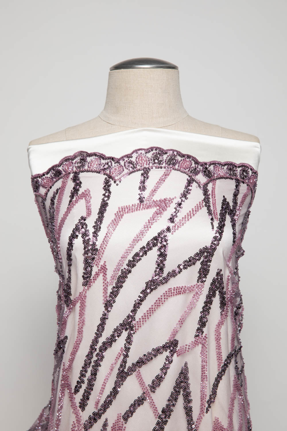 1 Yard Tulle Lace Fabric Embroidered with Sequins and Stylish Design, 52" Wide