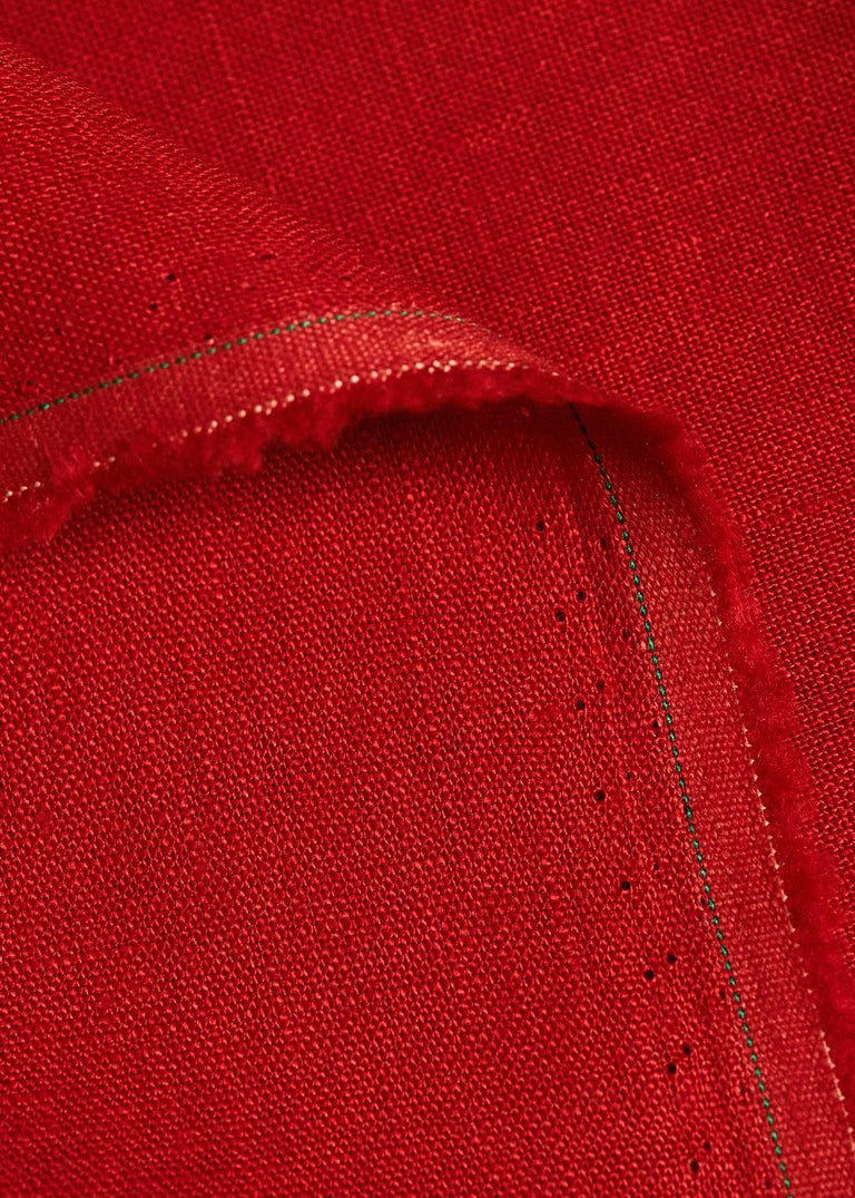 1 Yard Lipstick Pure Linen Fabric, Midweight 5.5 oz Stone Washed Solid Weave 54 Inch