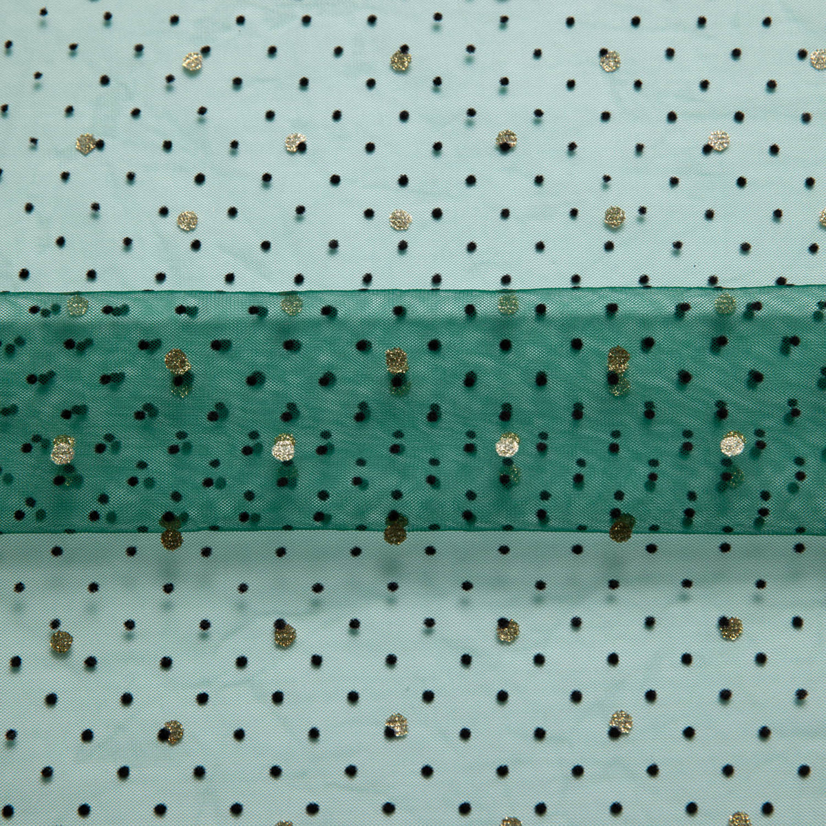 1 Yard Exquisite Mesh Lace Fabric with Dot Flocking & Foil 58/60" Wide