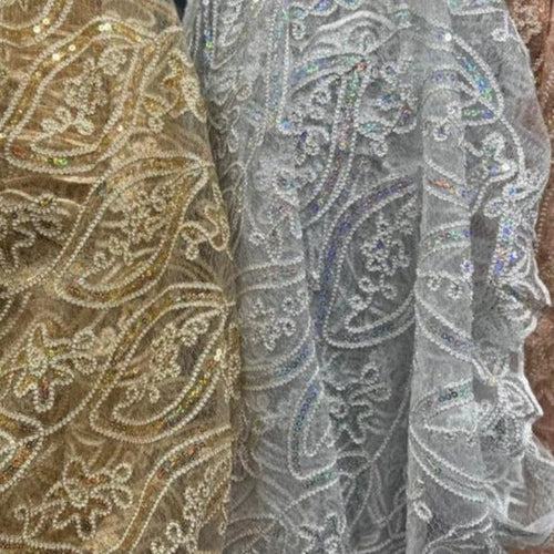 1 Yard Mango Shape Lace Fabric by the Yard with Double Sided Border 54" Width