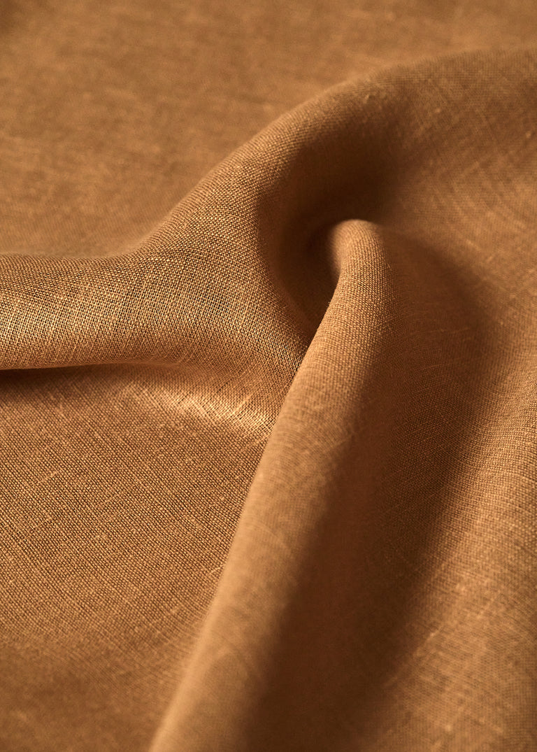 1 Yard Mocha Softened Pure Linen Fabric, Midweight Solid 54 Inches Wide for Apparel and Home Décor