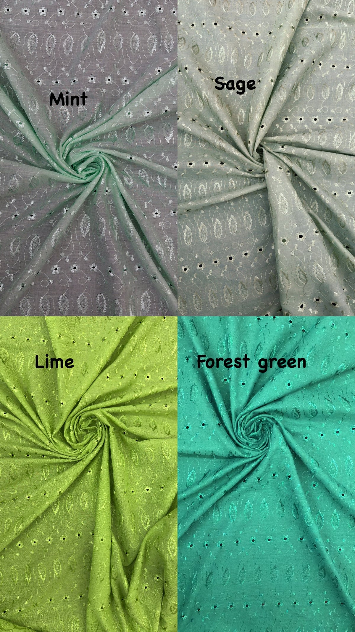 Lime Medium Eyelet Polyester Cotton Fabric - Lime, Small Eyelets, 41"-42" Width