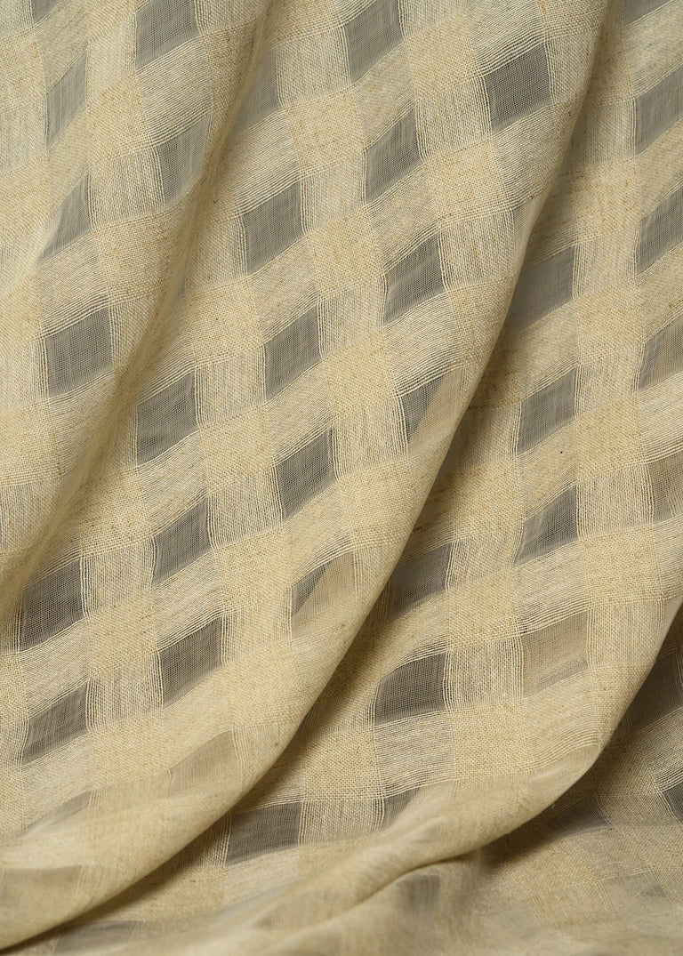 1 Yard Natural Linen Rayon Spirit 1 Inch Checker Mesh Fabric Lightweight 60 Inch Width