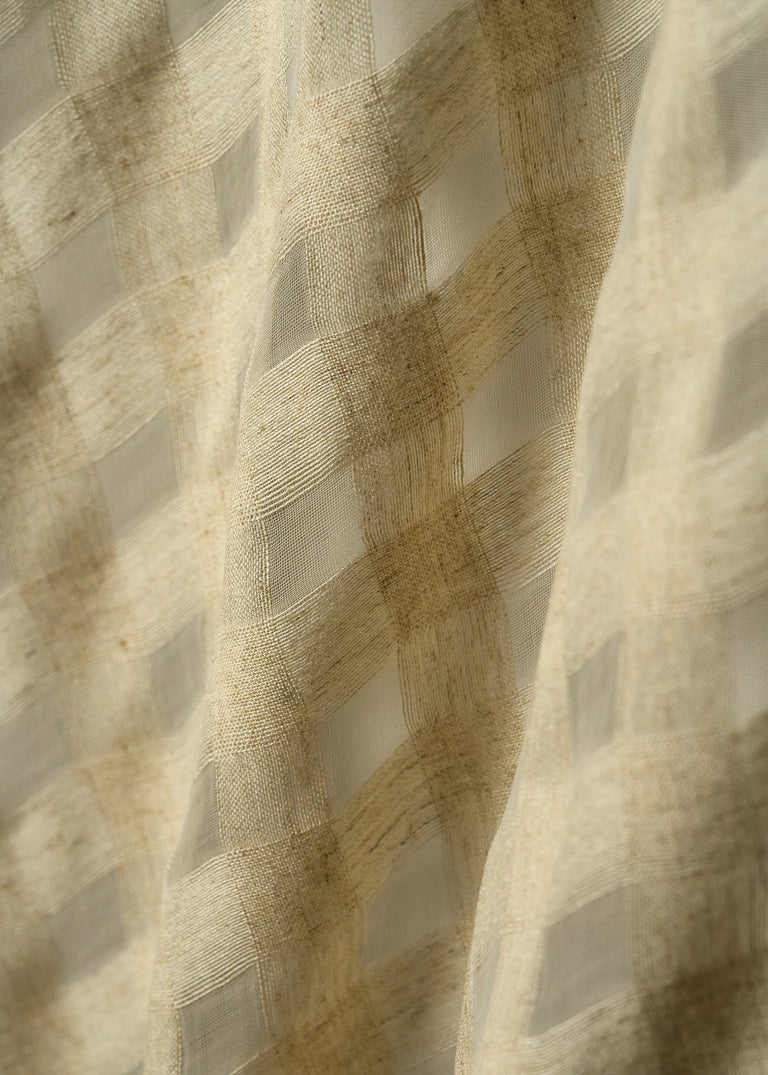 1 Yard Natural Linen Rayon Spirit 1 Inch Checker Mesh Fabric Lightweight 60 Inch Width