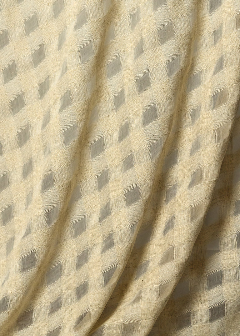 1 Yard Natural Linen Rayon Spirit 1 Inch Checker Mesh Fabric Lightweight 60 Inch Width
