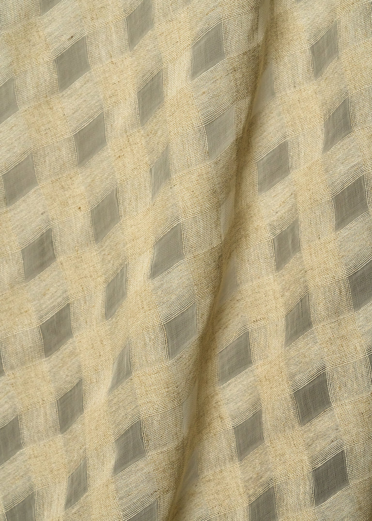 1 Yard Natural Linen Rayon Spirit 1 Inch Checker Mesh Fabric Lightweight 60 Inch Width