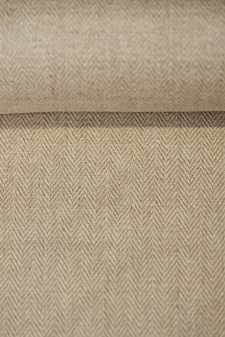 1 Yard Premium Natural Irish Linen Herringbone Soft Durable Sewing Fabric 57" Width