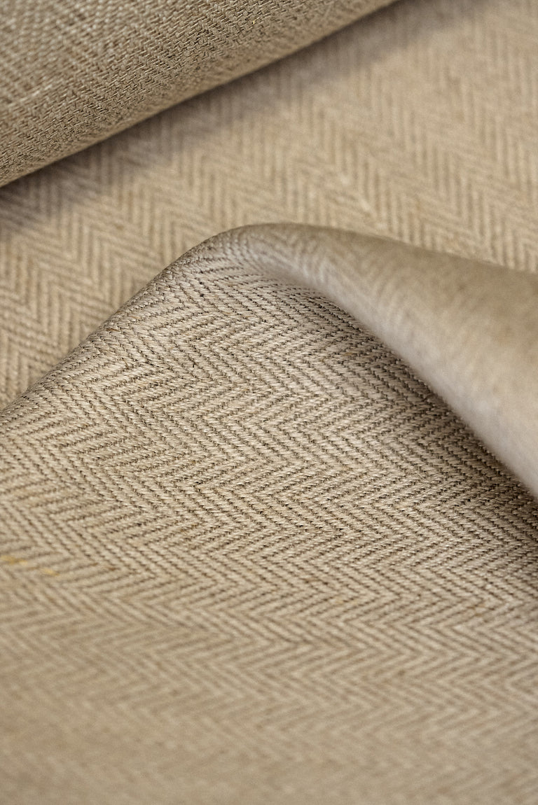1 Yard Premium Natural Irish Linen Herringbone Soft Durable Sewing Fabric 57" Width