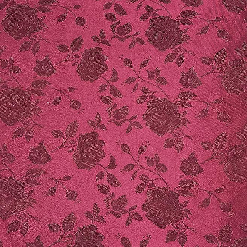 1 Yard Burgundy Rose Floral Jacquard Satin 60/59? Width