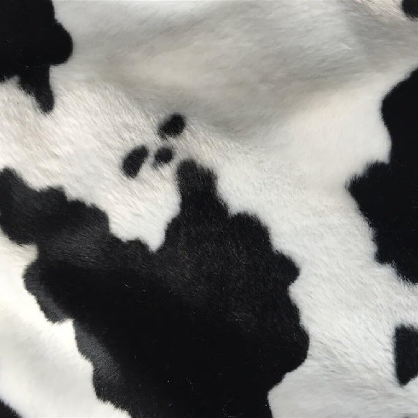 Black White Cow Velboa Faux Fur Fabric 1 Yard Soft Decorative Animal Print Craft Upholstery Home Décor