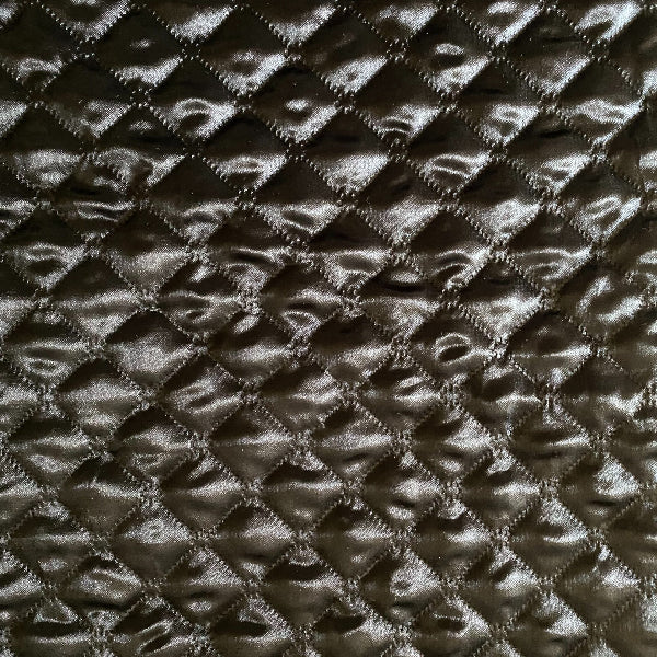 1 Yard Black Quilted Padded Fabric 60? Wide 100% Polyester Diamond Stitch for Jackets, Bags & Upholstery