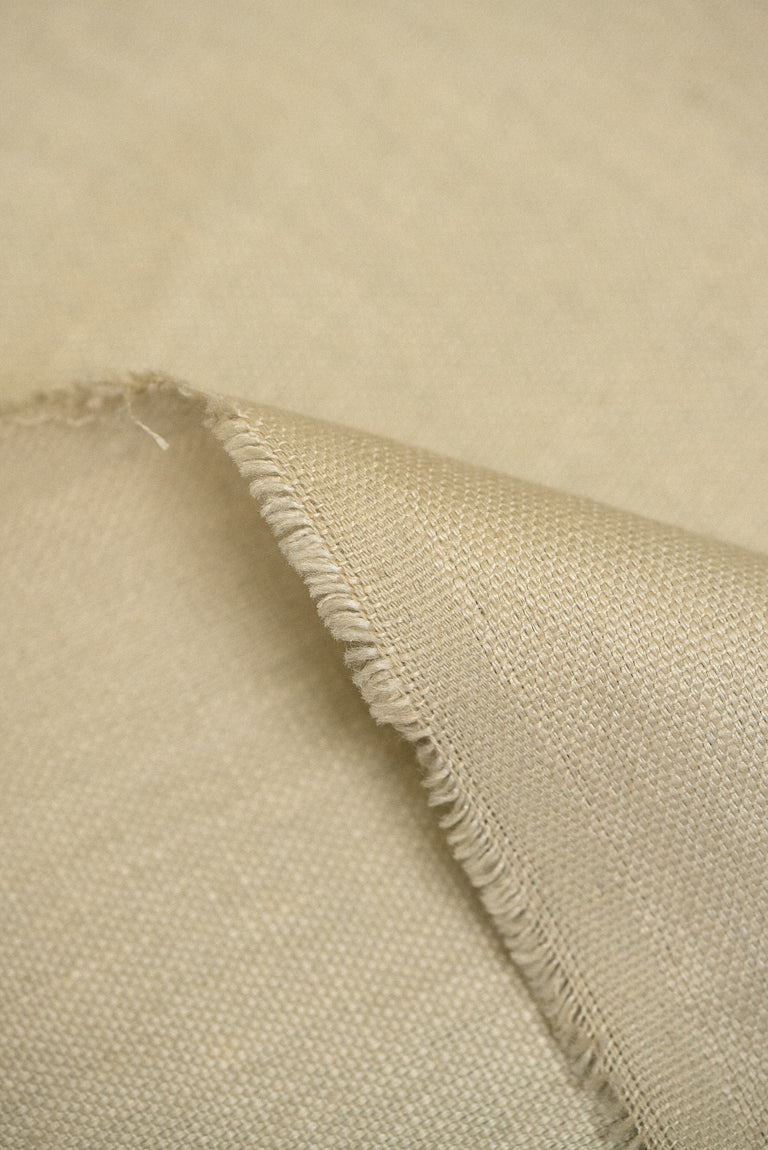 1 Yard Solid Oatmeal Pure Linen Canvas Fabric 10.5 oz Softened 58 Inches Wide