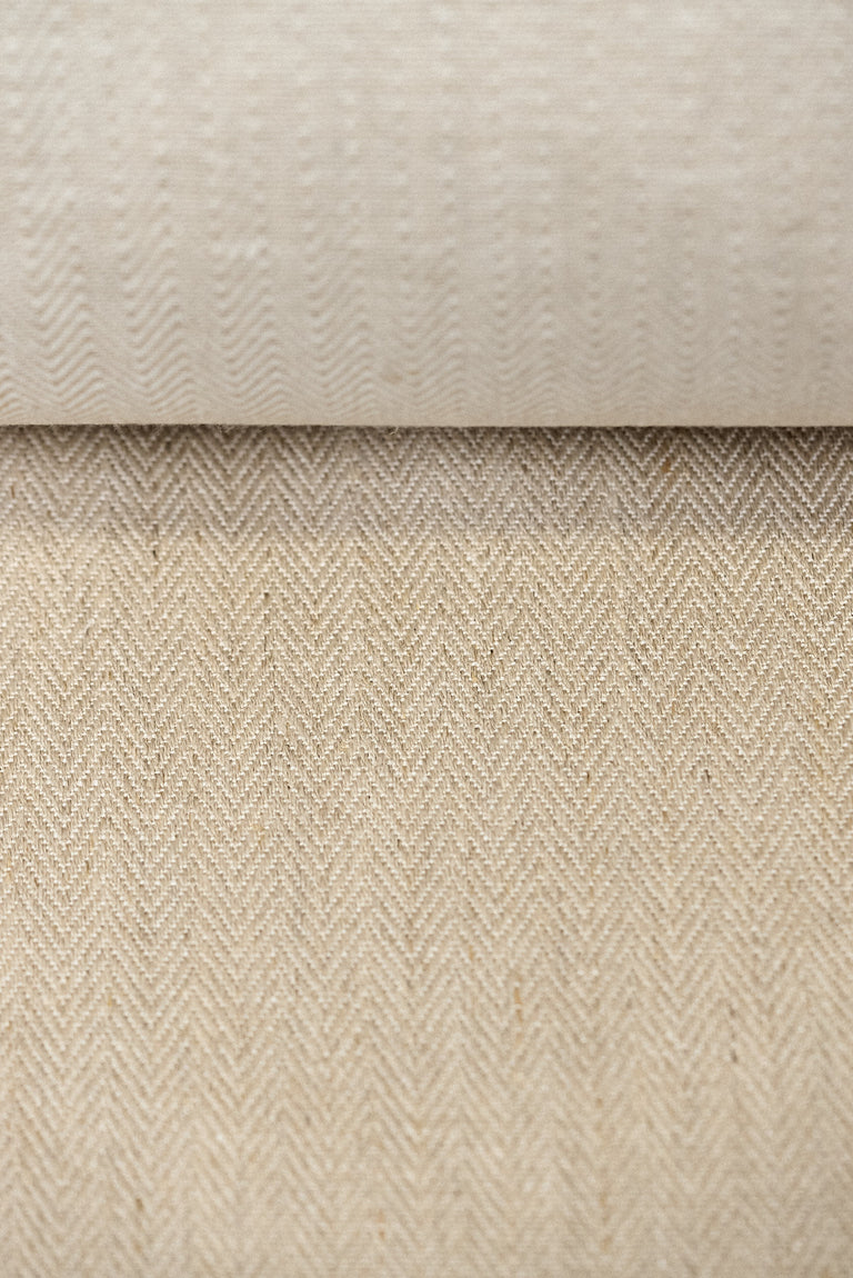1 Yard Oatmeal Irish Linen Herringbone Natural Craft Home Decor Fabric 57" Width