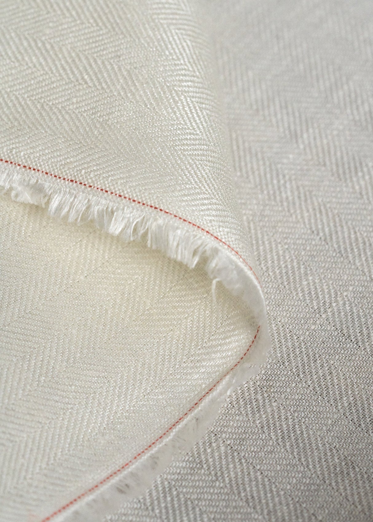 1 Yard Off White Midweight Linen Herringbone Durable Sewing Craft Fabric 59" Width