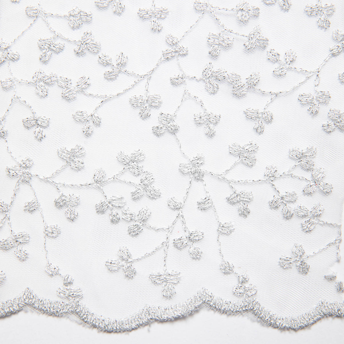 1 Yard Exquisite Mesh Lace Fabric with Metallic Embroidered Floral Pattern 52" Wide