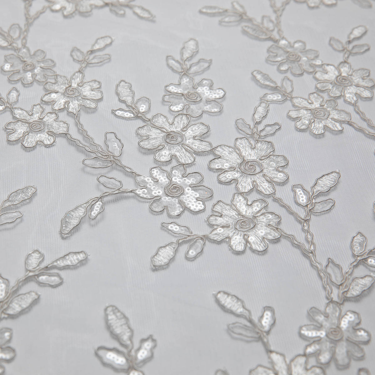 1 Yard Tulle Lace Fabric Embroidered W/Applique with Beautiful 3D Floral Pattern, 52" Wide