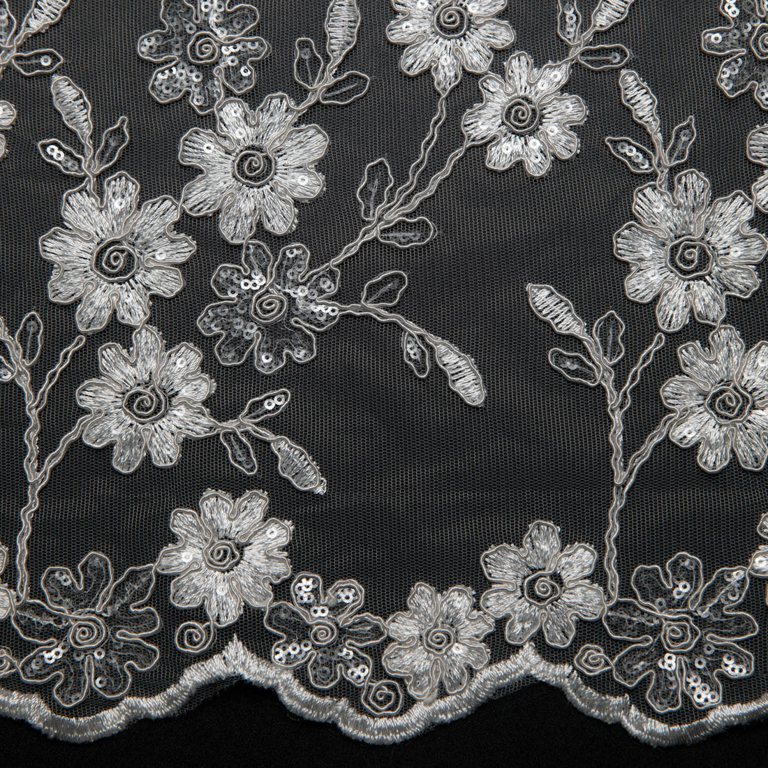 1 Yard Beautiful 3D Floral Applique Embroidered Tulle Lace Fabric 52" Wide Premium Fabric