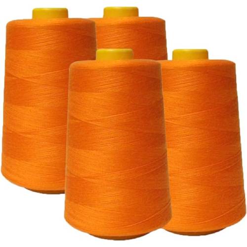 4 Pack of 6000 Yard Orange Spools Sewing Thread 24,000 Yards Total All Purpose