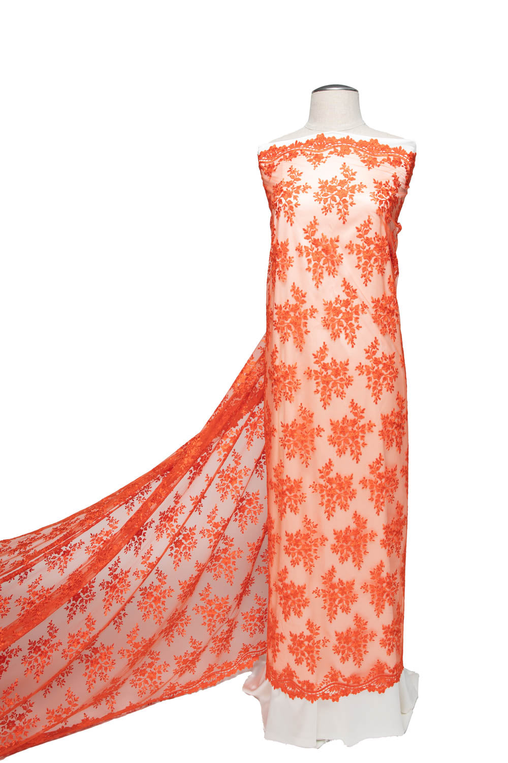 1 Yard Elegant Embroidered Lace Fabric with Delicate Floral Design 52" Wide