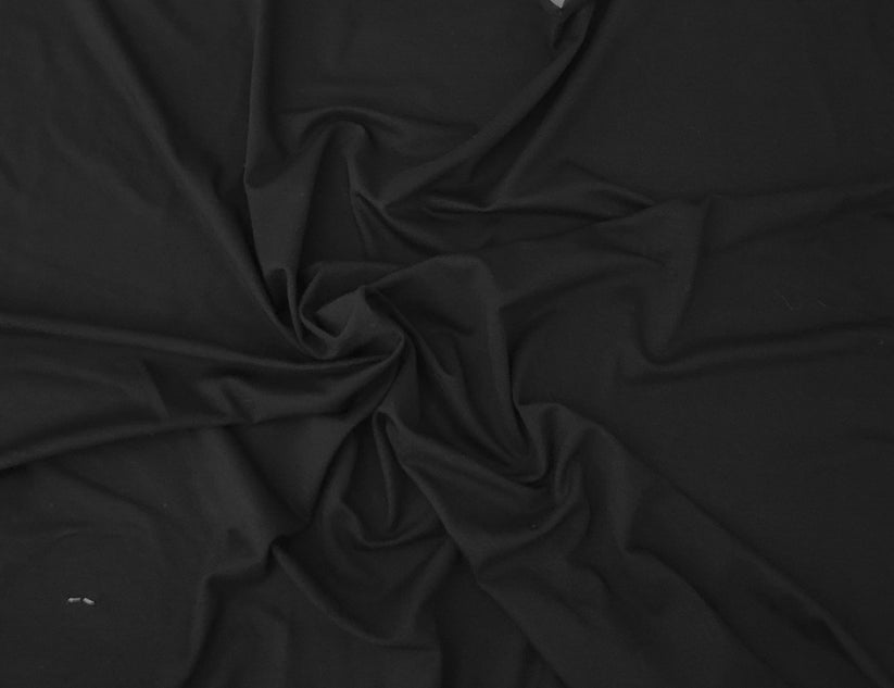 1 Yard Black Pre Washed Cotton Tencel Spandex French Terry Knit Fabric Soft Durable Stretch