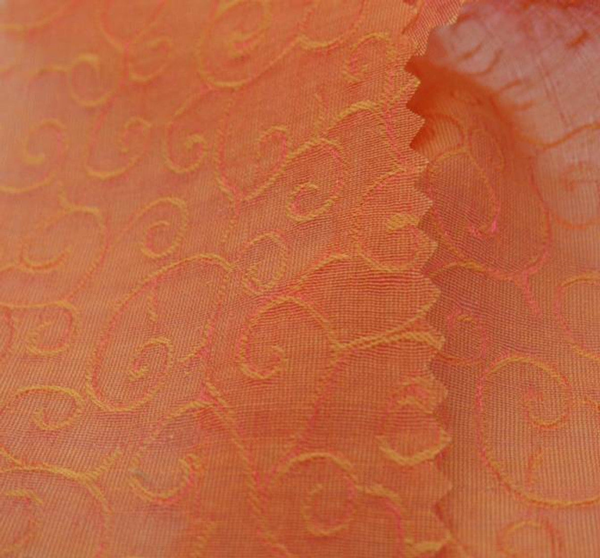 1 Yard Organza Jacquard Swirl Peach Fabric 57/58 Inches Wide