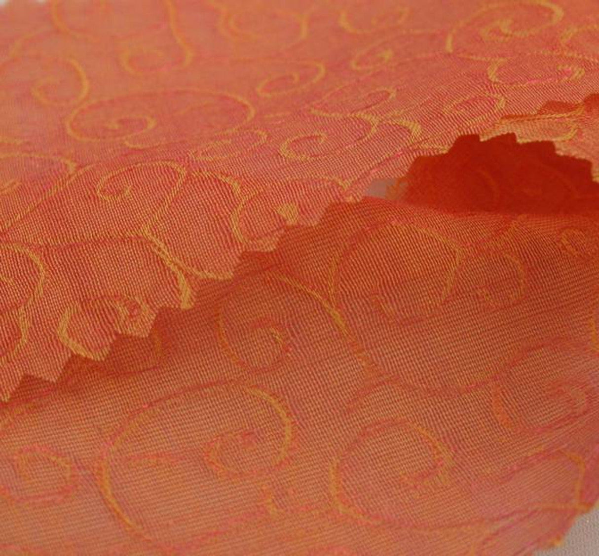 1 Yard Organza Jacquard Swirl Peach Fabric 57/58 Inches Wide