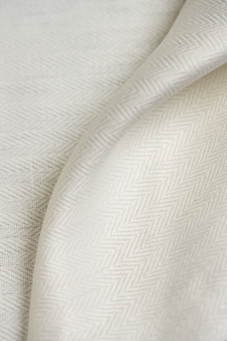 1 Yard Off White Irish Linen Herringbone Natural Durable Sewing Fabric 57" Width