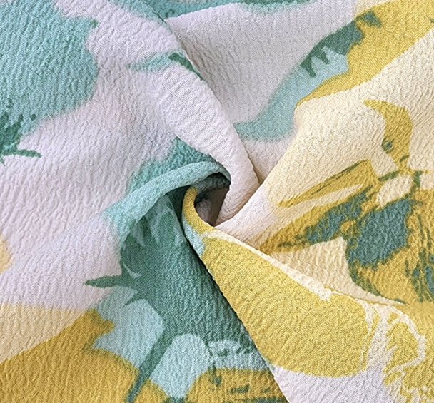 1 Yard Poly Bubble Textured Green Fabric, 58/60" Wide, Lightweight & Crinkle Woven Material