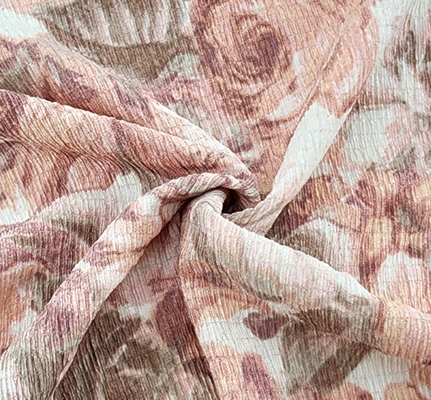 1 Yard Poly Bubble Stretch Fabric Coral 58/60" Wide Lightweight Woven with One-Way Stretch