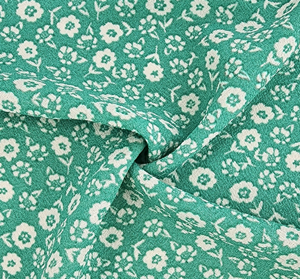 1 Yard Mint Poly Crepe Bubble Fabric, 56/57" Wide Lightweight Woven Textured Material
