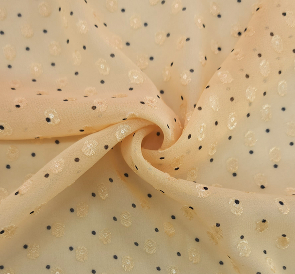 1 Yard Banana or Charcoal Clip Dot Chiffon Soft Sheer Polyester Fabric for Apparel & Sarees, 57/58" Wide