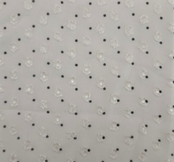 1 Yard Beige or Charcoal Clip Dot Chiffon Lightweight Sheer Polyester Fabric for Dresses & Sarees, 57/58" Wide