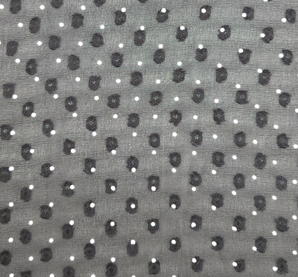 1 Yard Black or Ivory Clip Dot Chiffon Lightweight Sheer Polyester Fabric 57/58" Wide